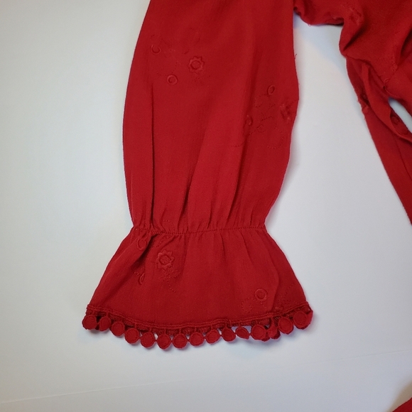 NWOT Lulus In the Meadow Backless Embroidered  Red Mini Dress Sz S - Picture 10 of 13